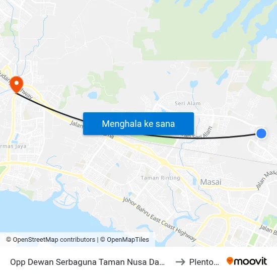 Opp Dewan Serbaguna Taman Nusa Damai to Plentong map
