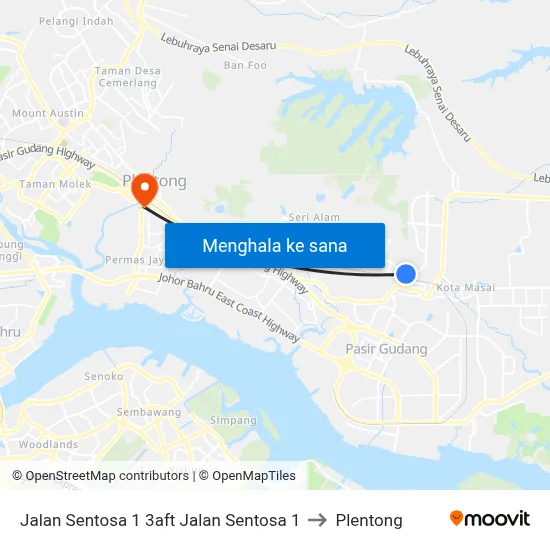 Jalan Sentosa 1 3aft Jalan Sentosa 1 to Plentong map