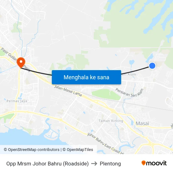 Opp Mrsm Johor Bahru (Roadside) to Plentong map