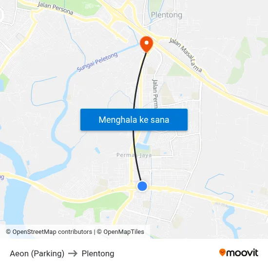 Aeon (Parking) to Plentong map