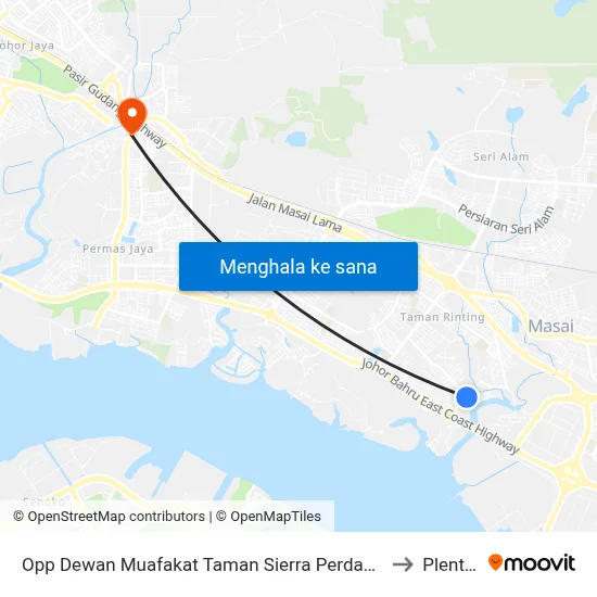 Opp Dewan Muafakat Taman Sierra Perdana (Road Side) to Plentong map