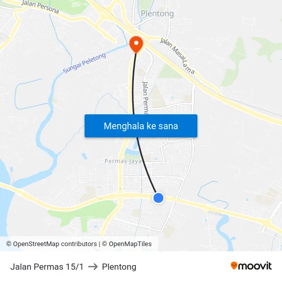 Jalan Permas 15/1 to Plentong map