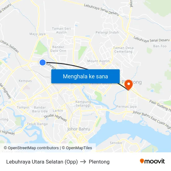 Lebuhraya Utara Selatan (Opp) to Plentong map