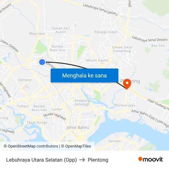 Lebuhraya Utara Selatan (Opp) to Plentong map