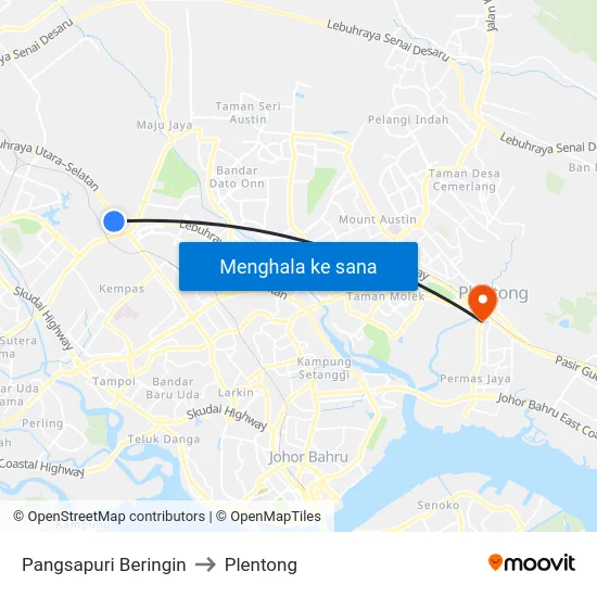 Pangsapuri Beringin to Plentong map