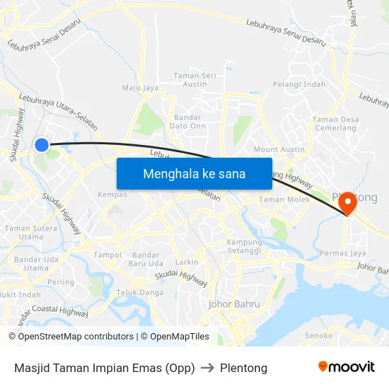Masjid Taman Impian Emas (Opp) to Plentong map