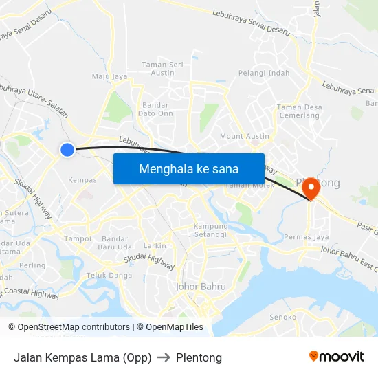 Jalan Kempas Lama (Opp) to Plentong map