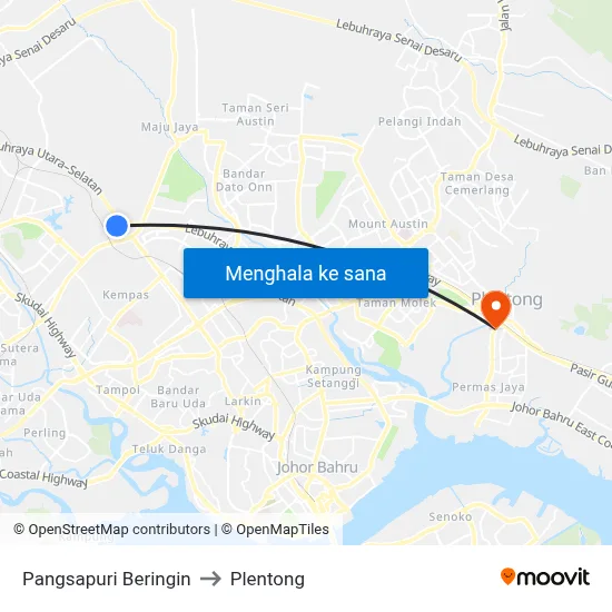 Pangsapuri Beringin to Plentong map