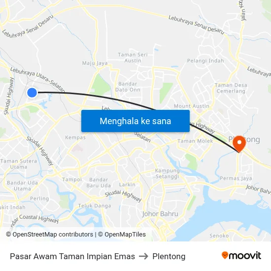 Pasar Awam Taman Impian Emas to Plentong map