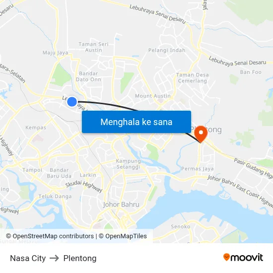 Nasa City to Plentong map