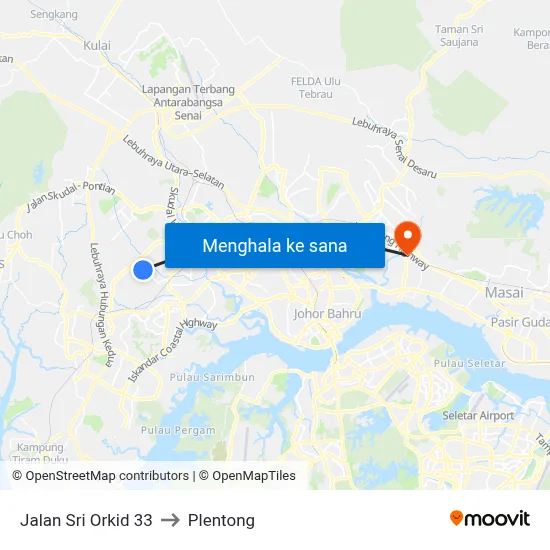Jalan Sri Orkid 33 to Plentong map