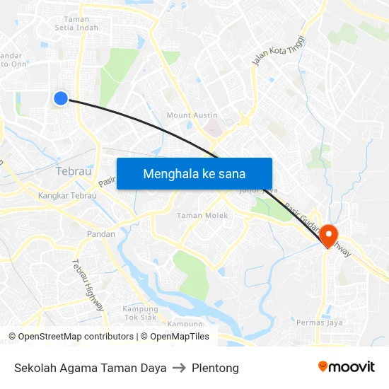 Sekolah Agama Taman Daya to Plentong map