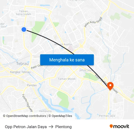 Opp Petron Jalan Daya to Plentong map