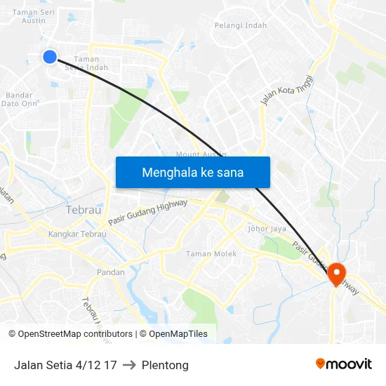 Jalan Setia 4/12 17 to Plentong map