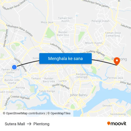 Sutera Mall to Plentong map