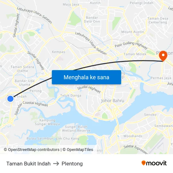 Taman Bukit Indah to Plentong map
