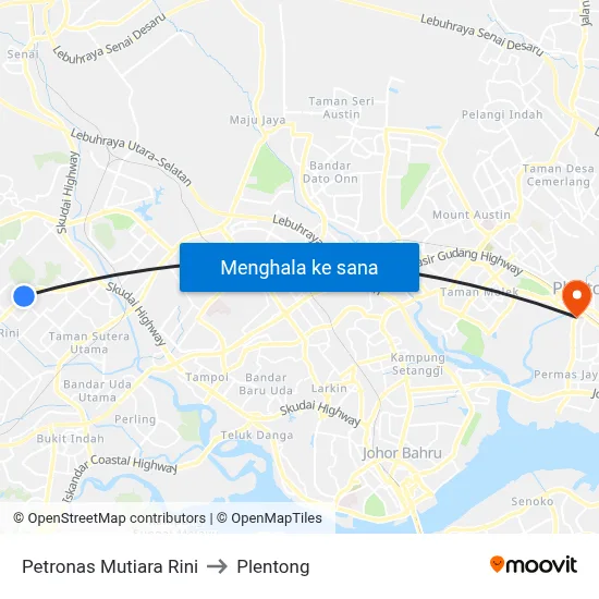 Petronas Mutiara Rini to Plentong map