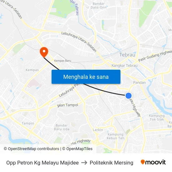 Opp Petron Kg Melayu Majidee to Politeknik Mersing map