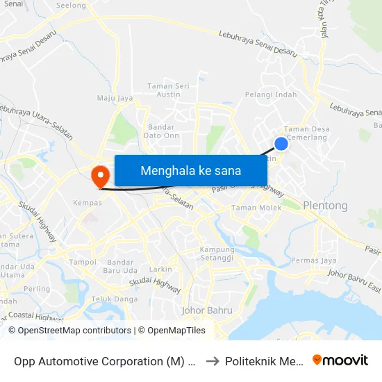 Opp Automotive Corporation (M) Sdn. Bhd to Politeknik Mersing map