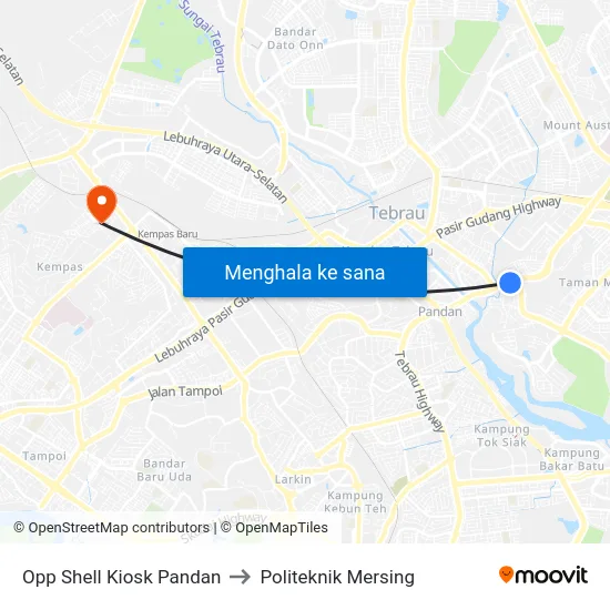 Opp Shell Kiosk Pandan to Politeknik Mersing map