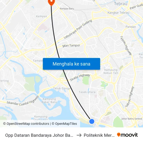 Opp Dataran Bandaraya Johor Bahru / Sri to Politeknik Mersing map