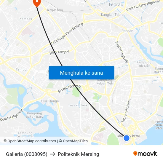 Galleria (0008095) to Politeknik Mersing map