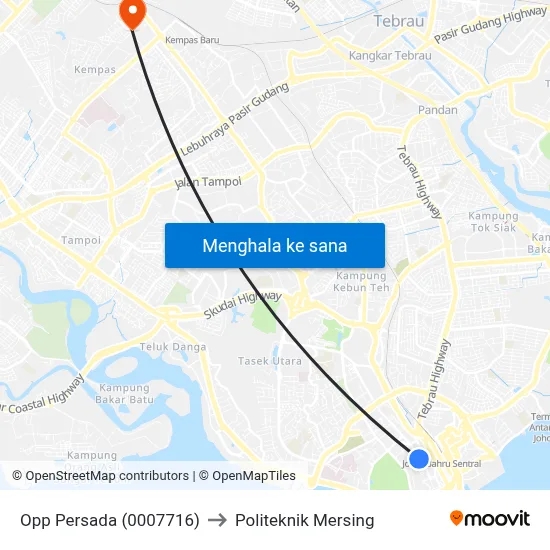 Opp Persada (0007716) to Politeknik Mersing map