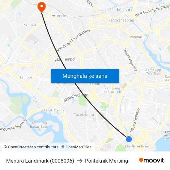 Menara Landmark (0008096) to Politeknik Mersing map