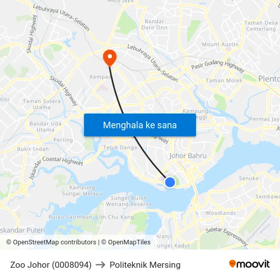 Zoo Johor (0008094) to Politeknik Mersing map