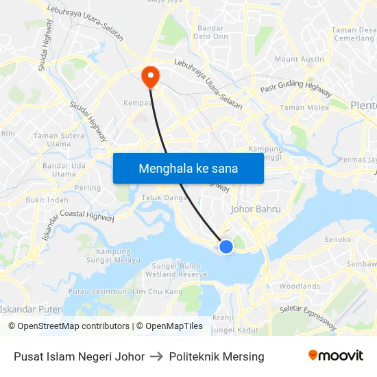 Pusat Islam Negeri Johor to Politeknik Mersing map