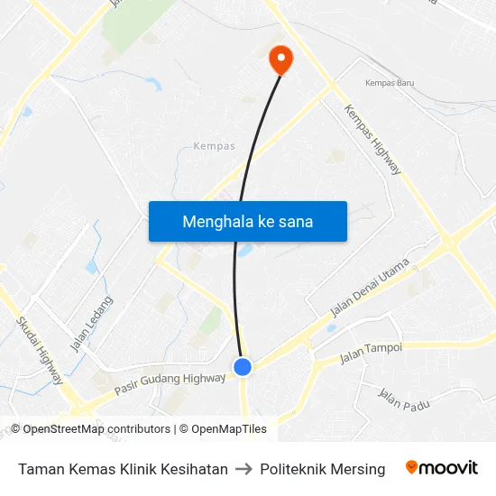 Taman Kemas Klinik Kesihatan to Politeknik Mersing map