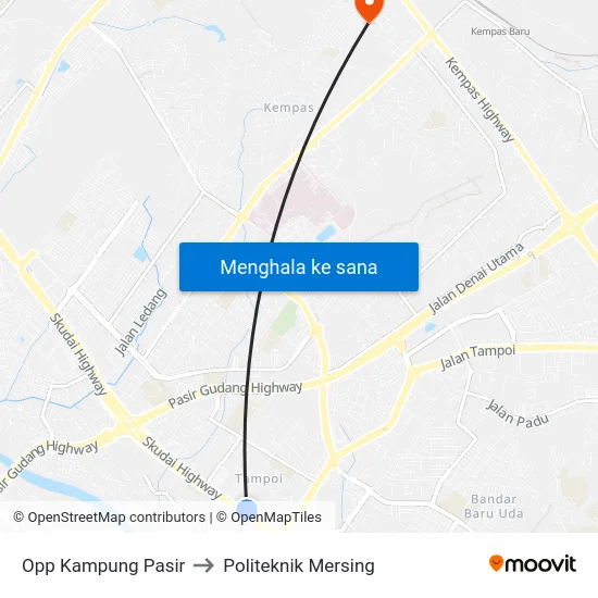 Opp Kampung Pasir to Politeknik Mersing map