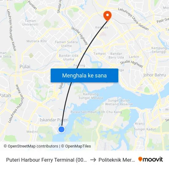 Puteri Harbour Ferry Terminal (0008130) to Politeknik Mersing map