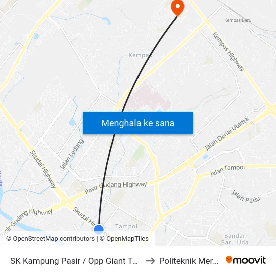 SK Kampung Pasir / Opp Giant Tampoi to Politeknik Mersing map