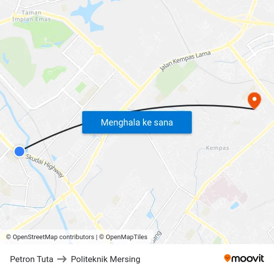 Petron Tuta to Politeknik Mersing map