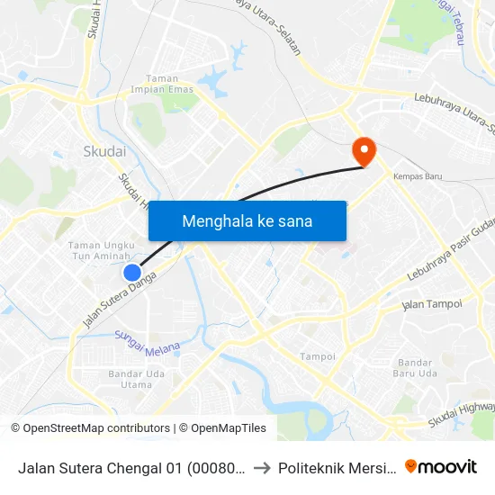 Jalan Sutera Chengal 01 (0008050) to Politeknik Mersing map