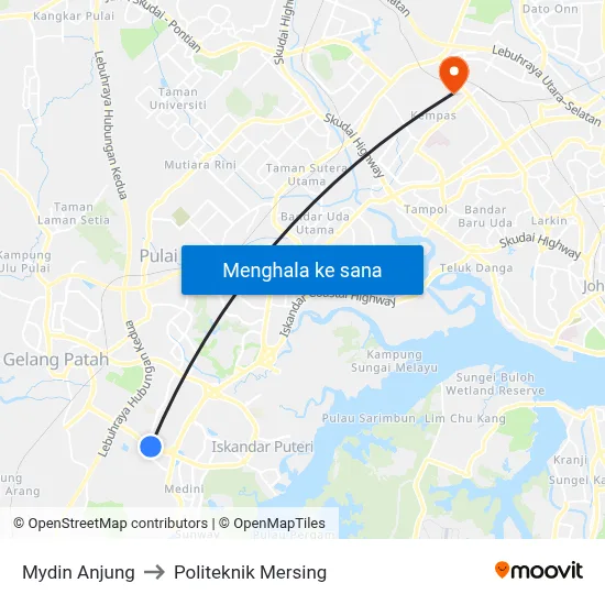Mydin Anjung to Politeknik Mersing map