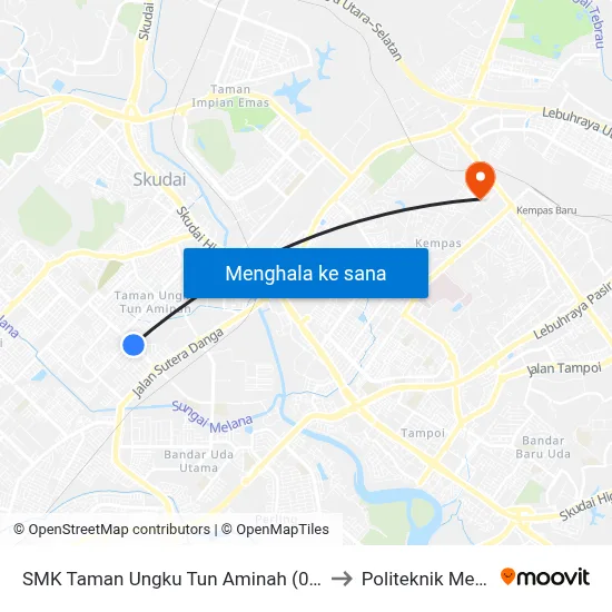 SMK Taman Ungku Tun Aminah (0007601) to Politeknik Mersing map