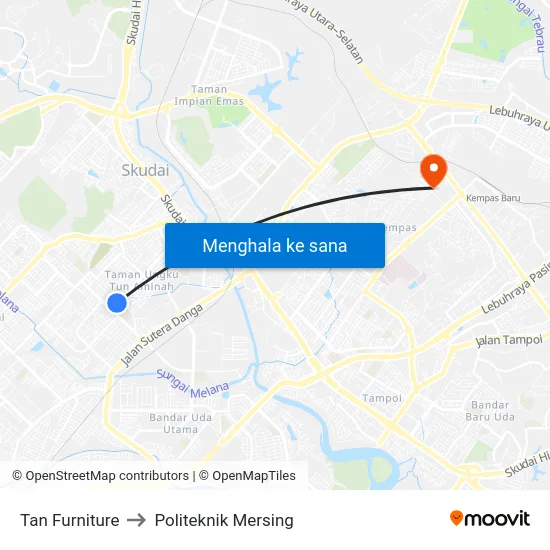 Tan Furniture to Politeknik Mersing map
