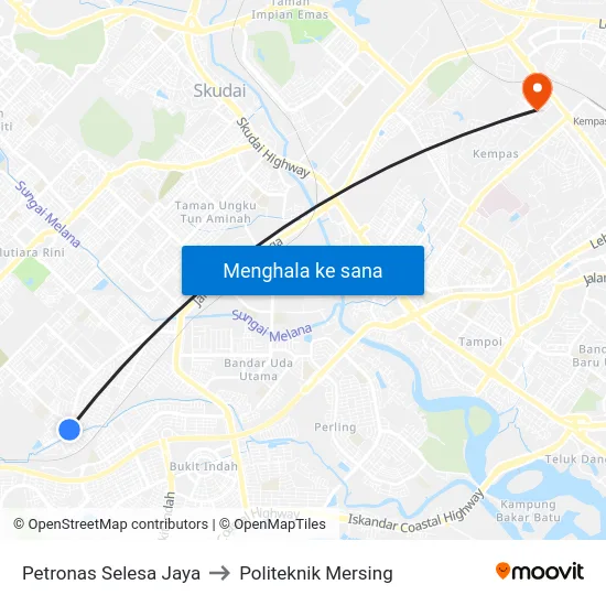 Petronas Selesa Jaya to Politeknik Mersing map