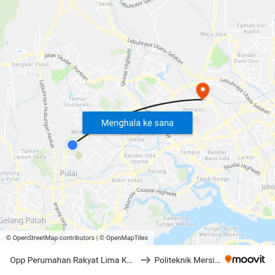 Opp Perumahan Rakyat Lima Kedai to Politeknik Mersing map