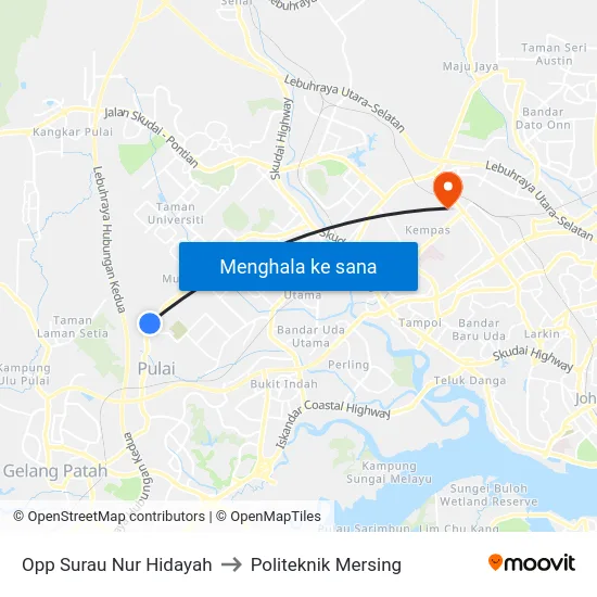 Opp Surau Nur Hidayah to Politeknik Mersing map