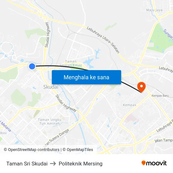 Taman Sri Skudai to Politeknik Mersing map