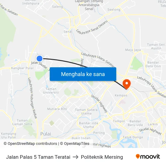 Jalan Palas 5 Taman Teratai to Politeknik Mersing map