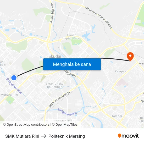 SMK Mutiara Rini to Politeknik Mersing map