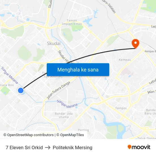 7 Eleven Sri Orkid to Politeknik Mersing map