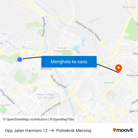 Opp Jalan Harmoni 12 to Politeknik Mersing map
