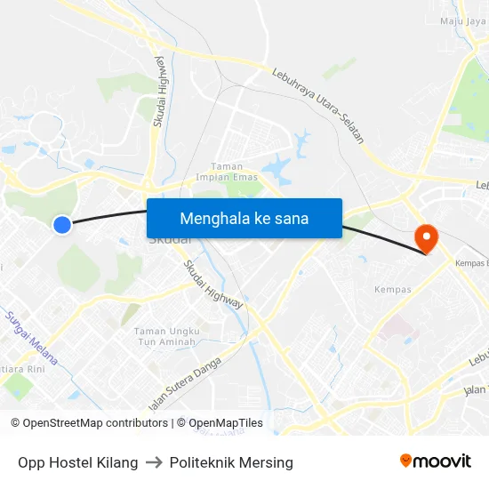 Opp Hostel Kilang to Politeknik Mersing map