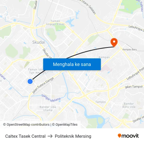 Caltex Tasek Central to Politeknik Mersing map