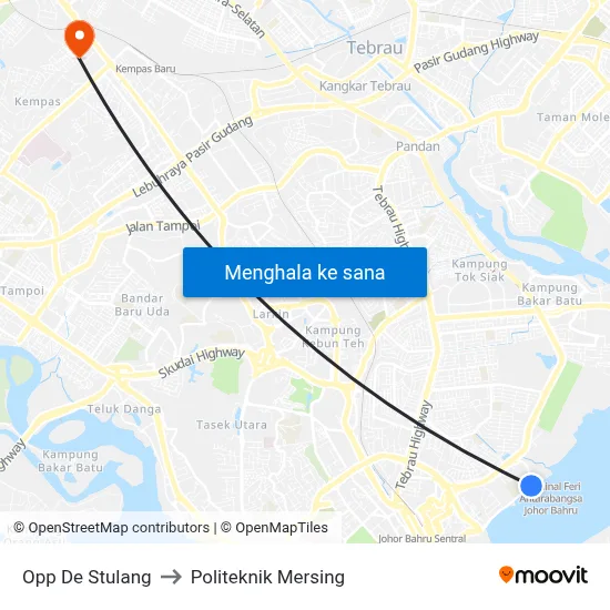 Opp De Stulang to Politeknik Mersing map